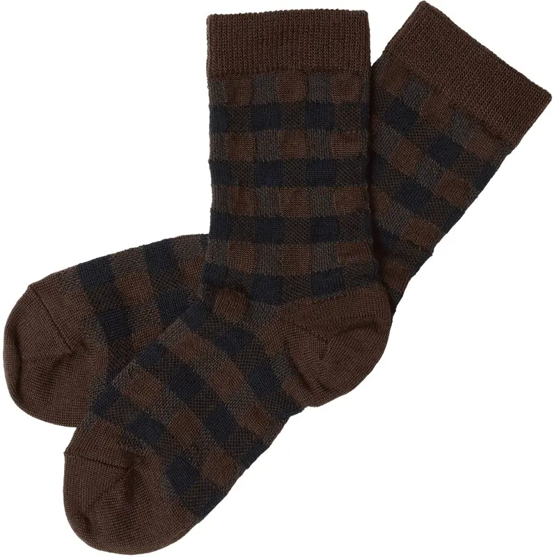 Fub Mocca/Dark Navy 2-Pack Check Socks 1