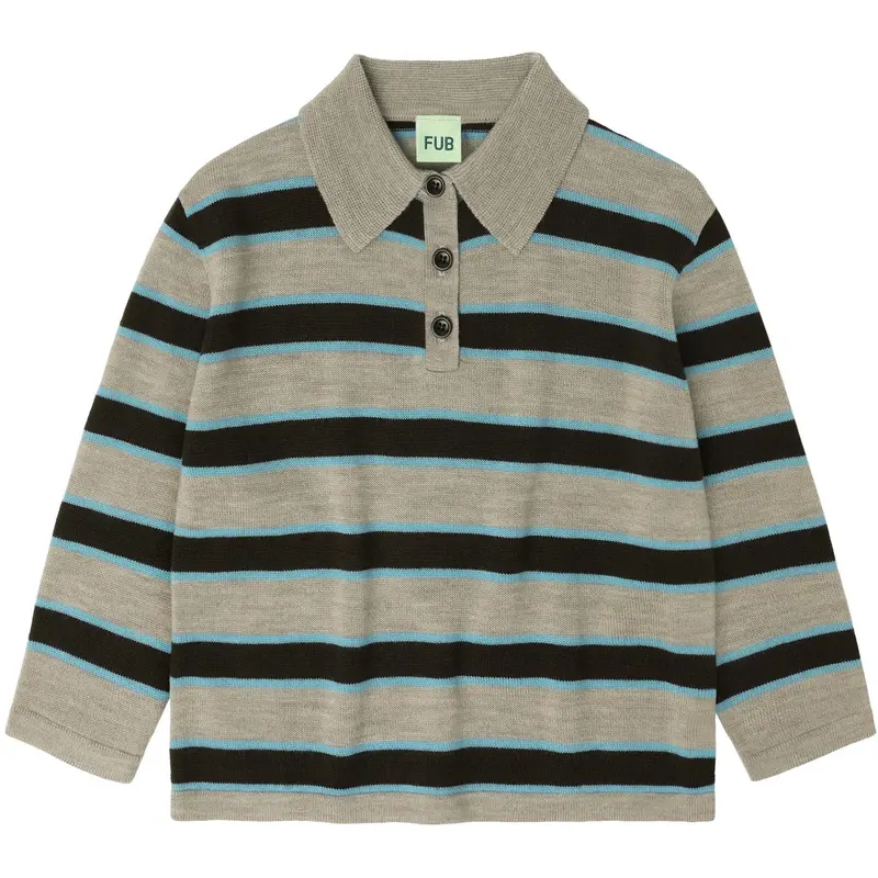 Fub Oat Melange Striped Polo 1