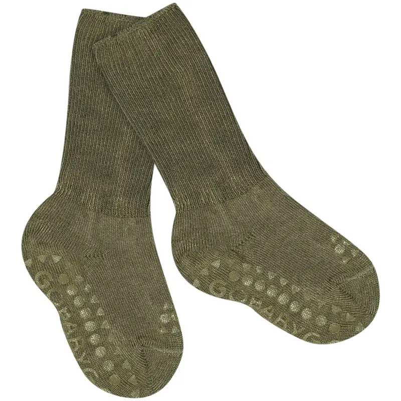 Gobabygo Deep Lichen Green Non-Slip Socks Bamboo 1