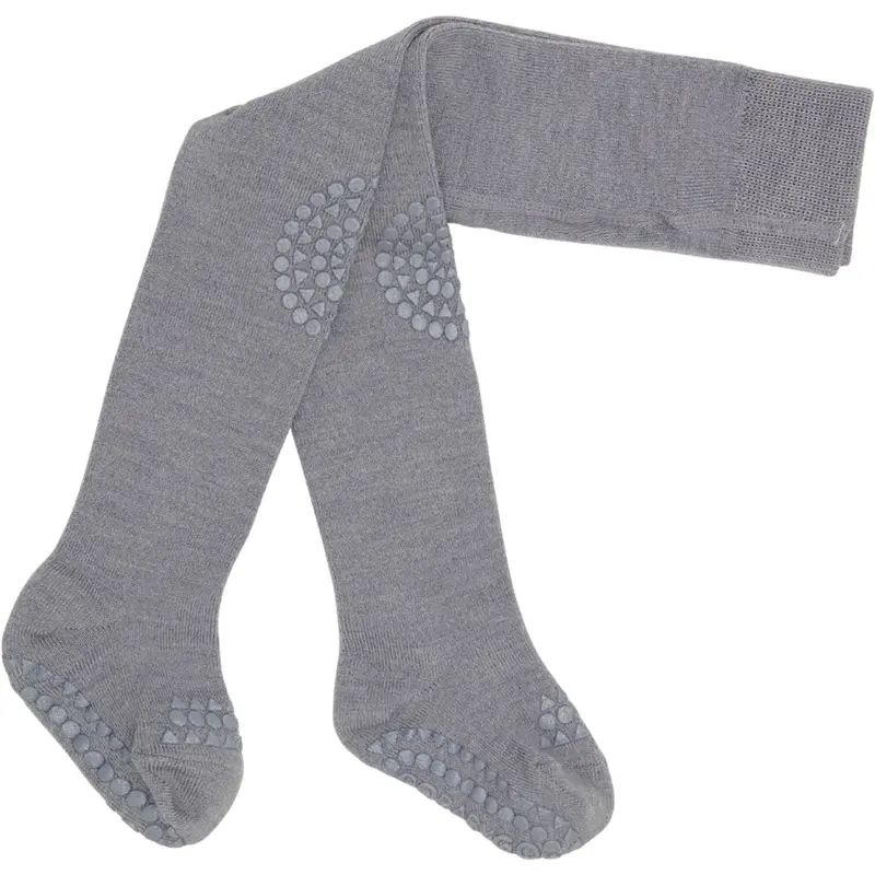 Gobabygo Grey Melange Crawling Tights Merino Wool 1