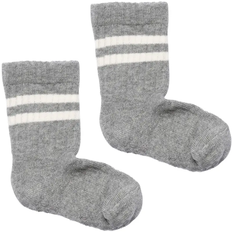 Gobabygo Grey Melange Non-Slip Sport Socks 1