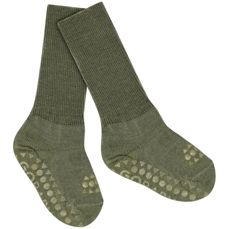 Gobabygo Olivine Non-Slip Socks In Merino Wool 1