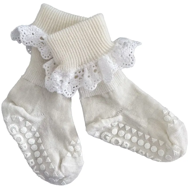 Gobabygo Snowflake Non-Slip Socks In Merino Wool Lace 1