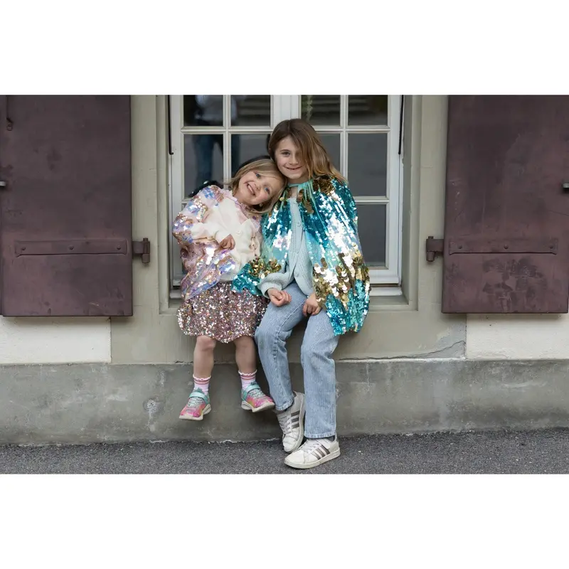 Great Pretenders The 5Th Avenue Paillette Cape, Gold/Light Pink 2