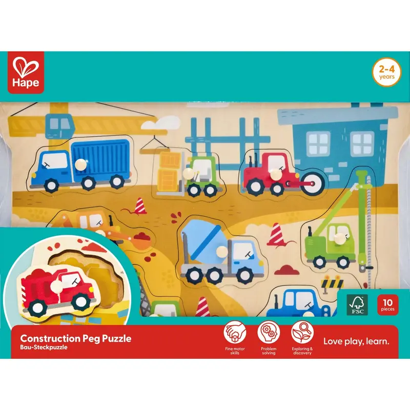 Hape Construction Vehicles Peg Puzzle 1