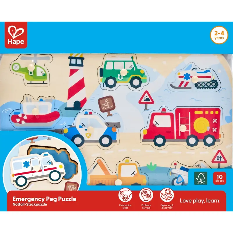 Hape Emergency Vehicles Peg Puzzle 1