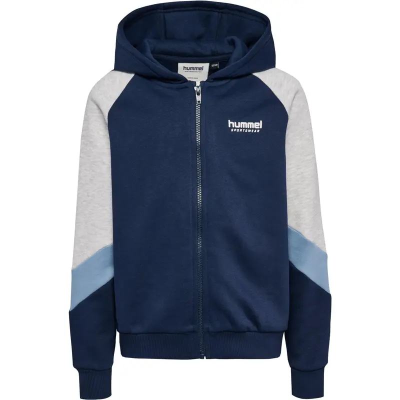 Hummel Dress Blues/Faded Denim Jr Loose Blocked Zip Hoodie 1