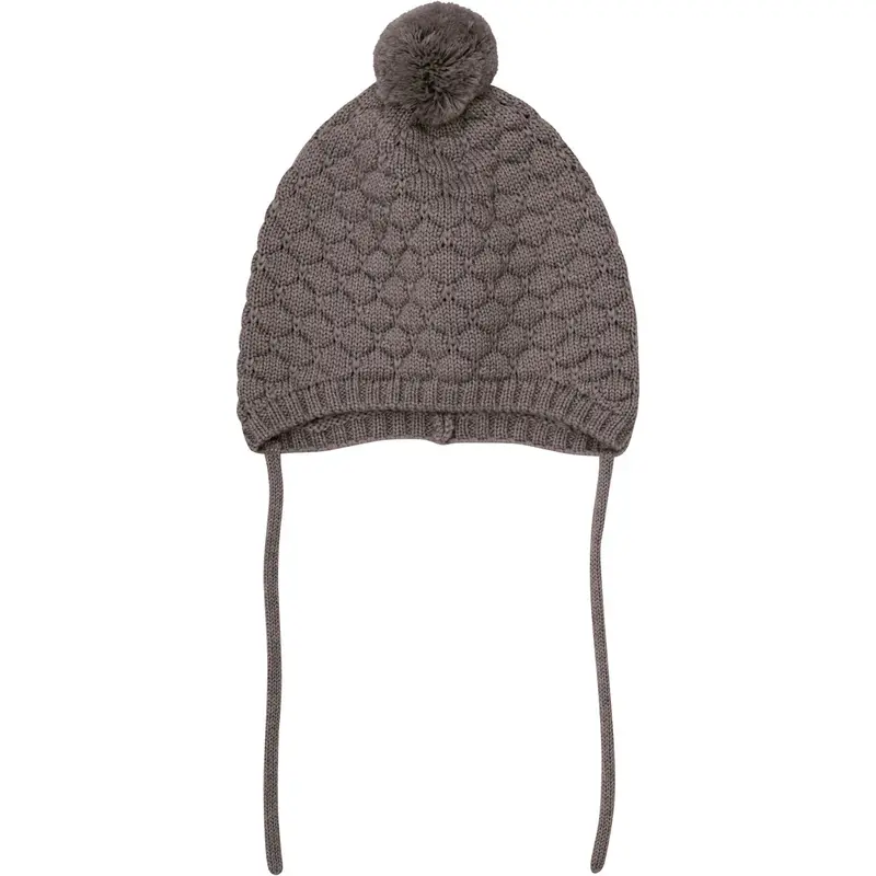 Huttelihut Brown Melange Bonnet Wool Knit Pompom 1