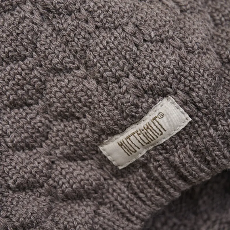 Huttelihut Brown Melange Bonnet Wool Knit Pompom 2