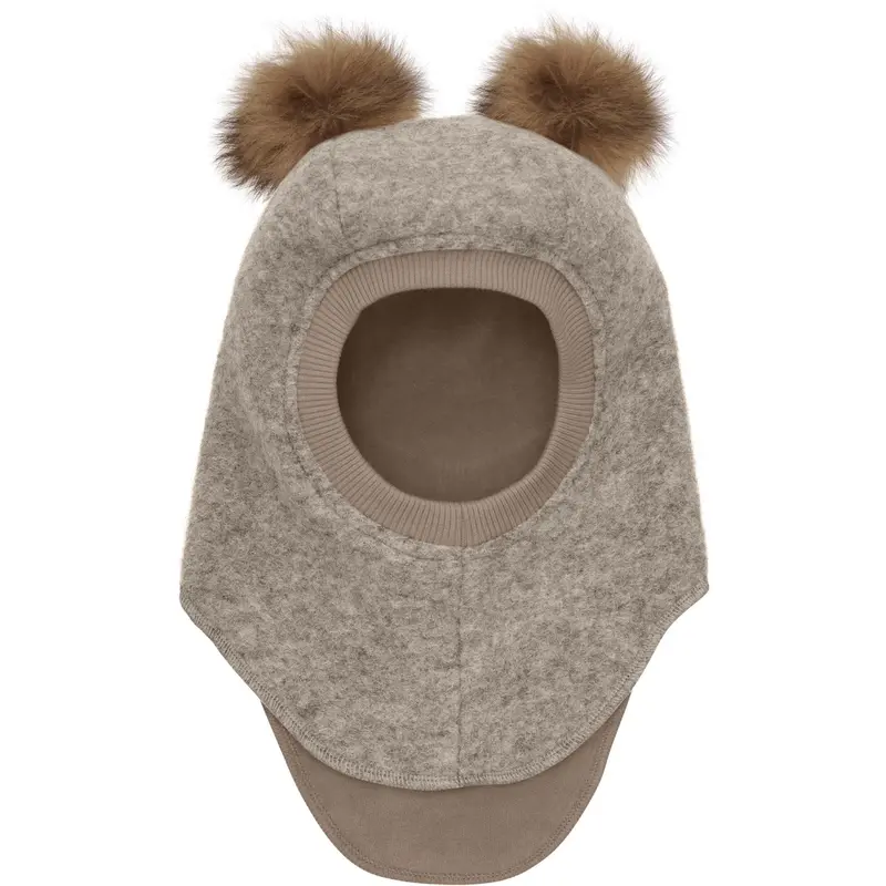 Huttelihut Camel Melange Balaclava Wool Alpaca Pompoms 1