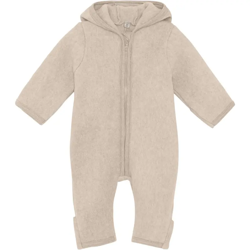 Huttelihut Camel Melange Pram Suit Ears Cot. Fleece 1