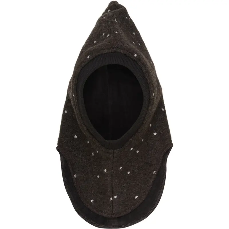 Huttelihut Dark Brown Melange Balaclava All Over Emb. Wool 1