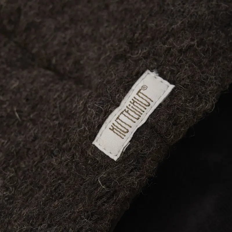 Huttelihut Dark Brown Melange Bonnet Wool Alpaca Pompom 2