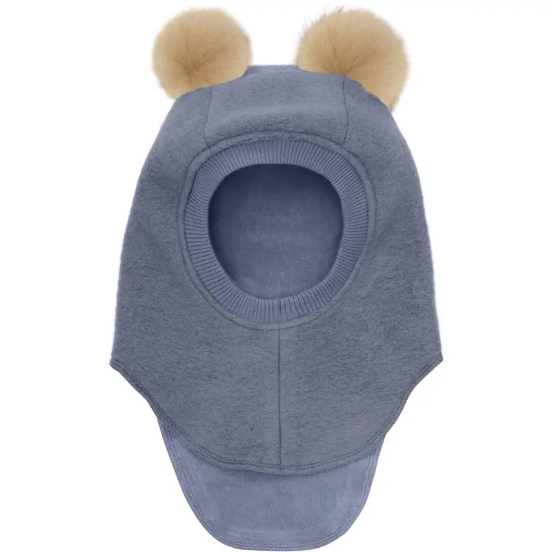 Huttelihut Folkstone Gray Balaclava Wool Alpaca Pompoms 1