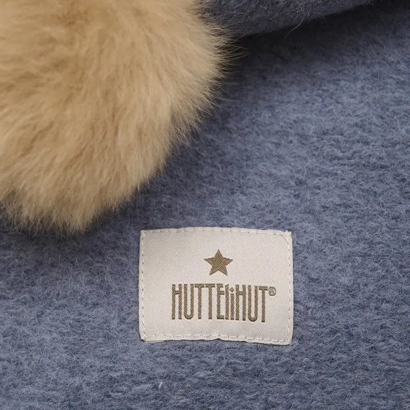 Huttelihut Folkstone Gray Balaclava Wool Alpaca Pompoms 2