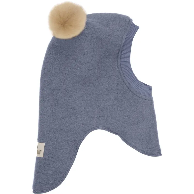 Huttelihut Folkstone Gray Balaclava Wool Alpaca Pompoms 3