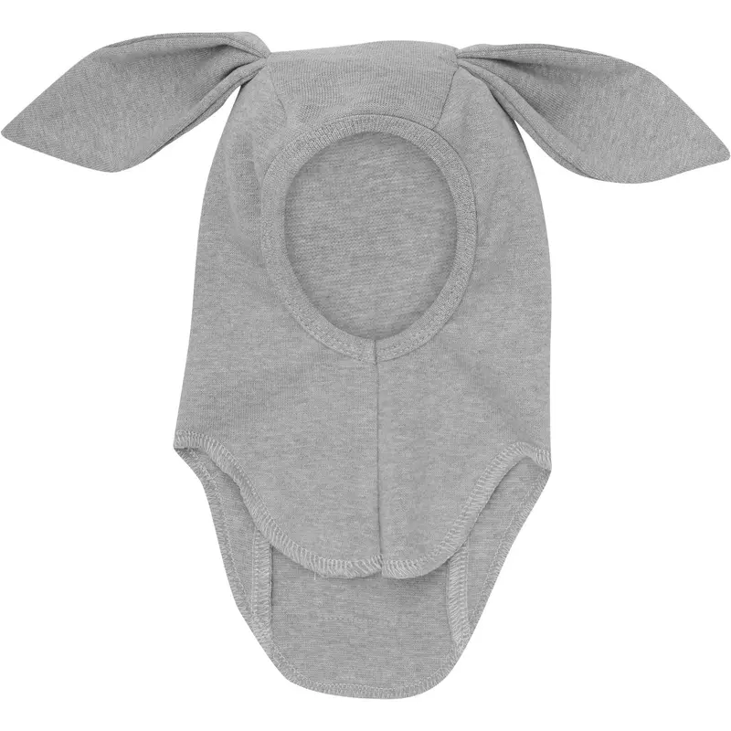 Huttelihut Medium Grey Melange Balaclava Ears Cotton Rib 1