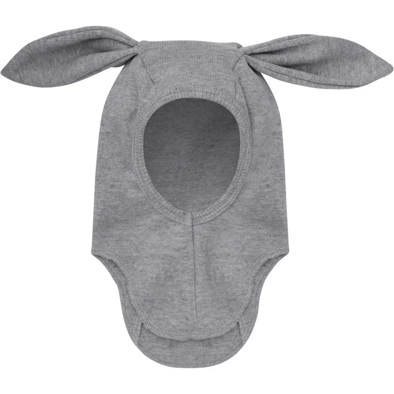 Huttelihut Medium Grey Melange Balaclava Ears Wool Rib 1