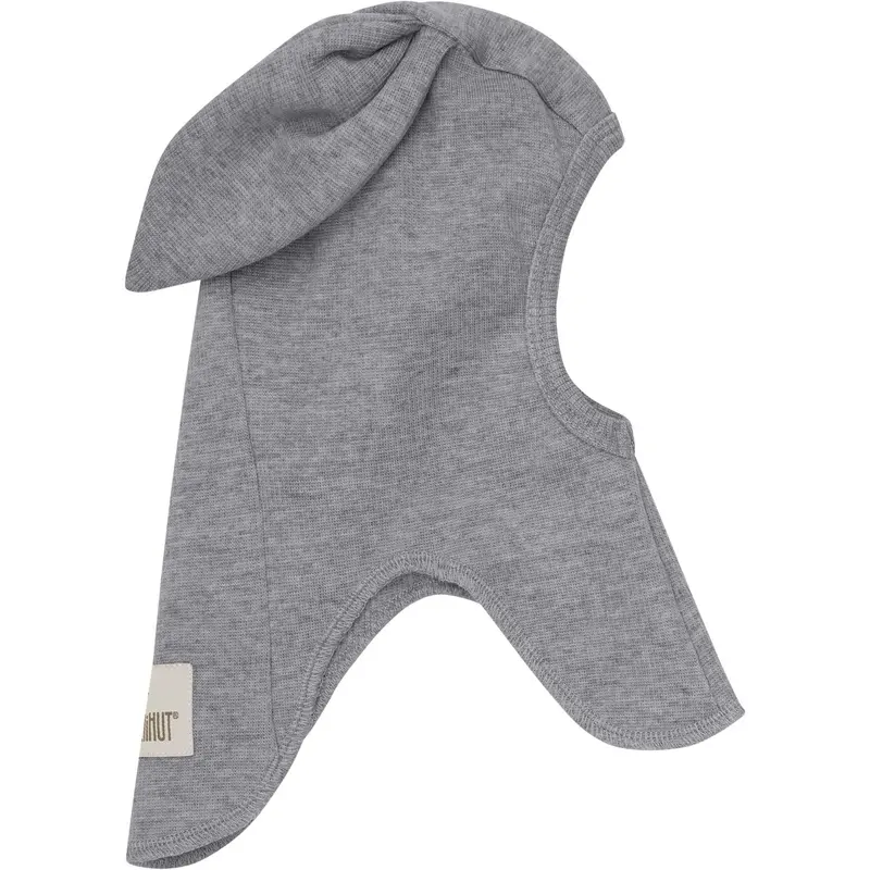 Huttelihut Medium Grey Melange Balaclava Ears Wool Rib 3