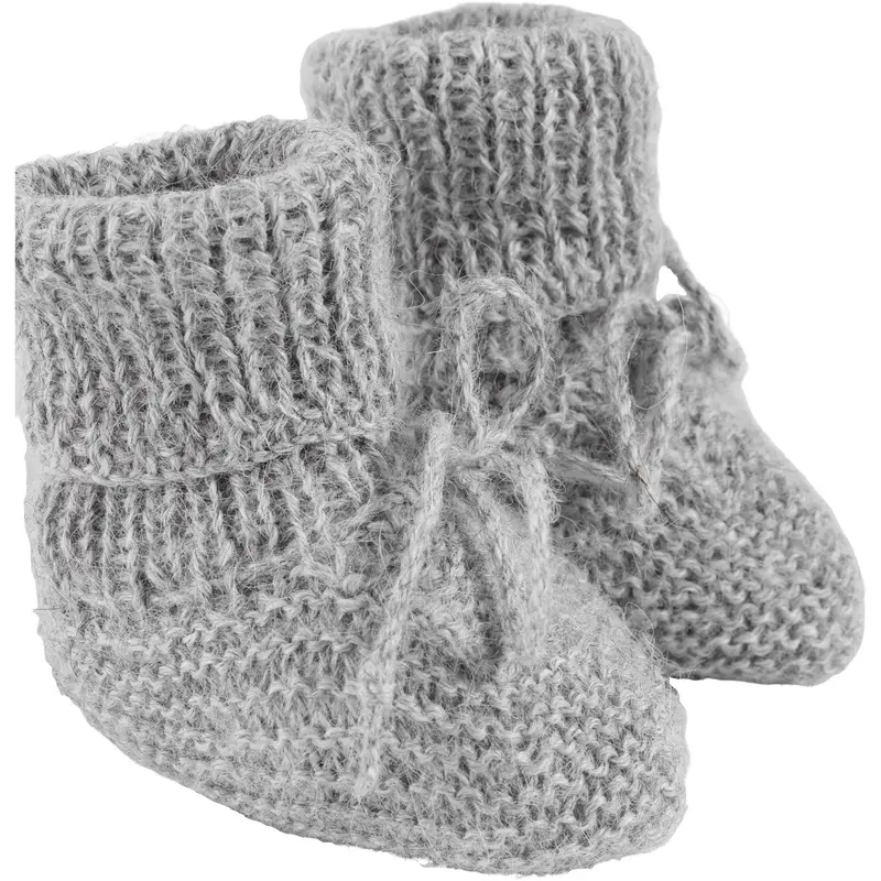 Huttelihut Medium Grey Melange Footies Alpaca Wool Knit 1