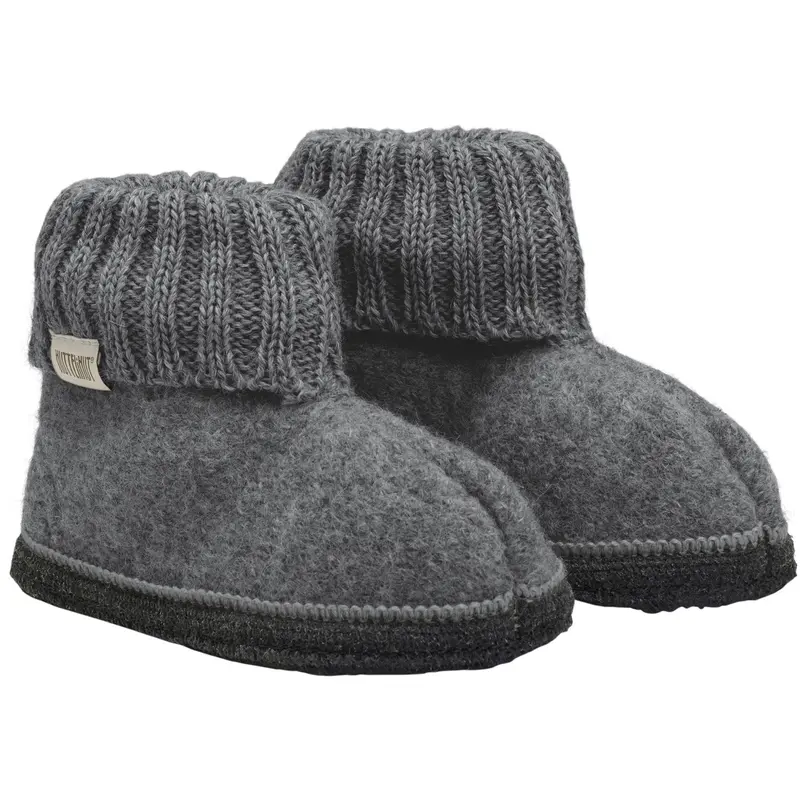 Huttelihut Medium Grey Melange Slippers Wool 1