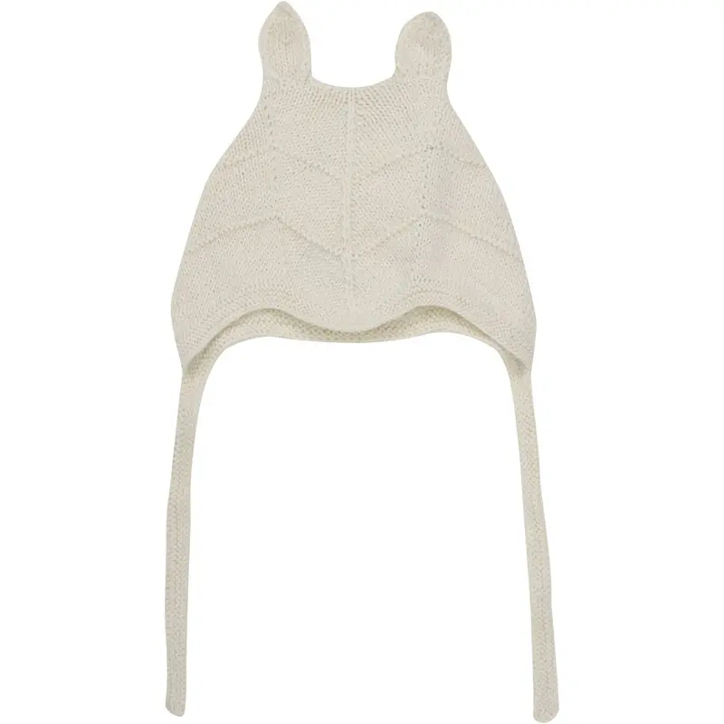 Huttelihut Off-White Bonnet Ears Alpaca Wool Knit 1