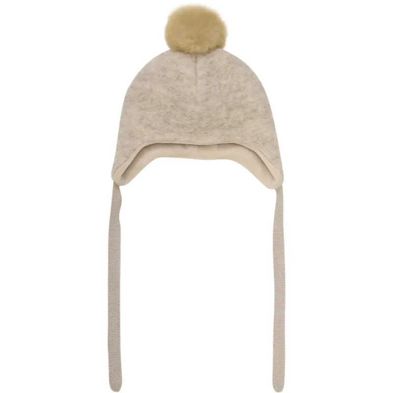 Huttelihut Sand Melange Bonnet Wool Alpaca Pompom 1