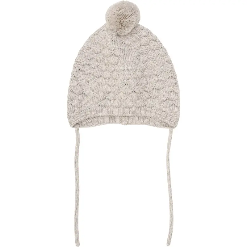 Huttelihut Sand Melange Bonnet Wool Knit Pompom 1