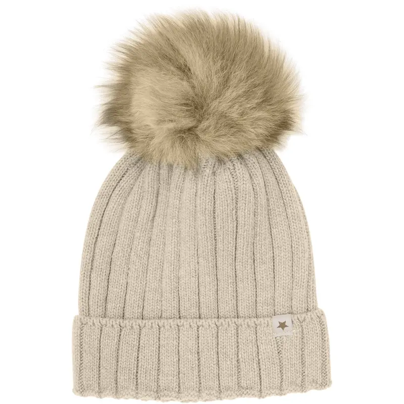Huttelihut Sand Melange Hat Knit Alpaca Pompom 1