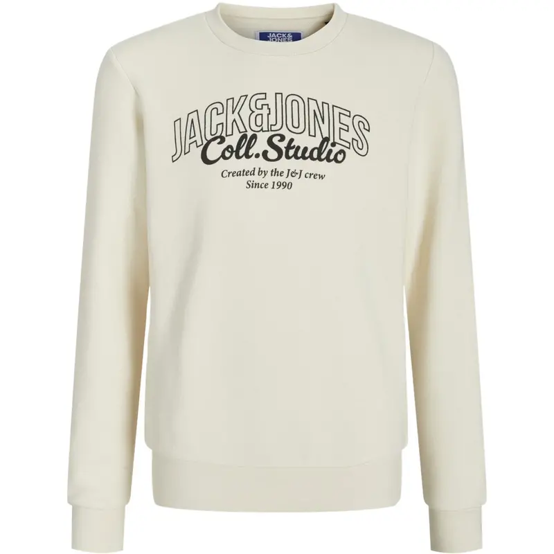 Jack & Jones Junior Antique White Big Print Jjmakoto Sweat Crew Neck Jnr 1