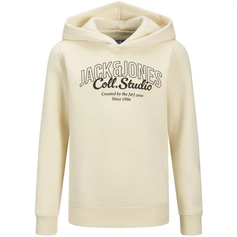 Jack & Jones Junior Antique White Big Print Jjmakoto Sweat Hood Jnr 1