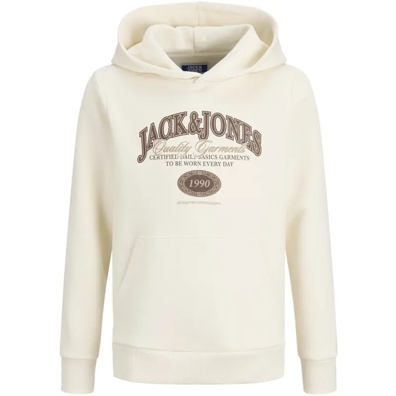 Jack & Jones Junior Antique White Jjari Branding Sweat Hood Jnr 1