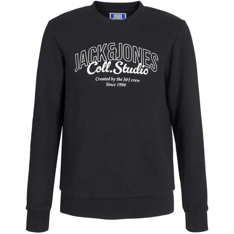 Jack & Jones Junior Black Big Print Jjmakoto Sweat Crew Neck Jnr 1