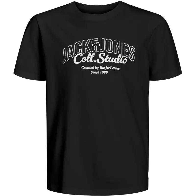 Jack & Jones Junior Black Big Print Jjmakoto Tee Ss Crew Neck Jnr 1