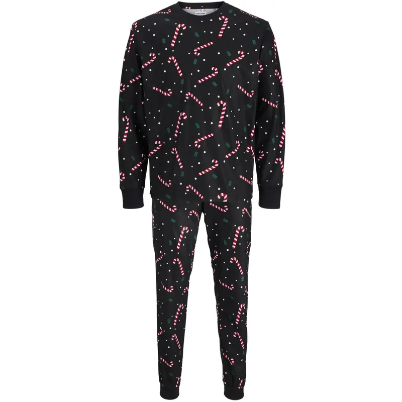 Jack & Jones Junior Black Candy Cane Jactristan Printed Lounge Set W Jnr 1