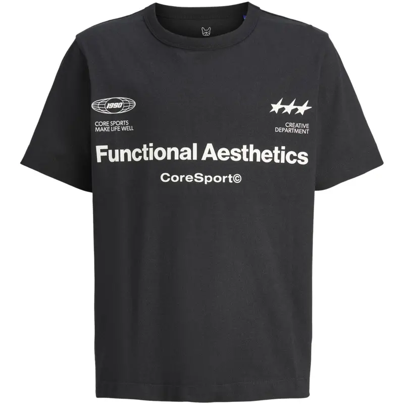 Jack & Jones Junior Black Jcosignal Graphic Tee Ss Crew Neck Jnr 1