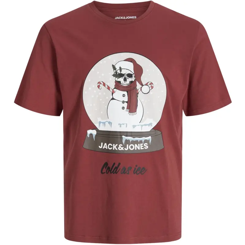 Jack & Jones Junior Brick Red Jjnoel Xmas Tee Ss Crew Neck Jnr 1
