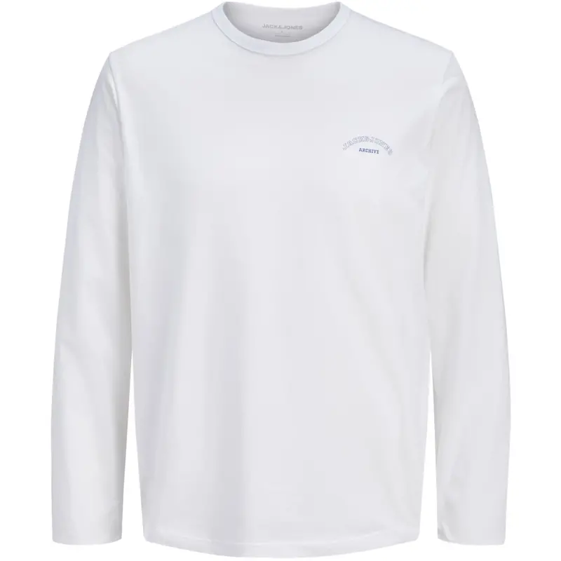 Jack & Jones Junior Bright White Jjcollege Logo Tee Ls Crew Neck Jnr 1