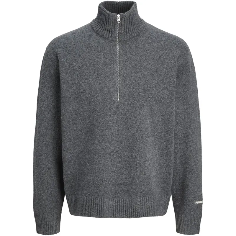 Jack & Jones Junior Dark Grey Melange Jornorrebro Knit Half Zip Jnr 1