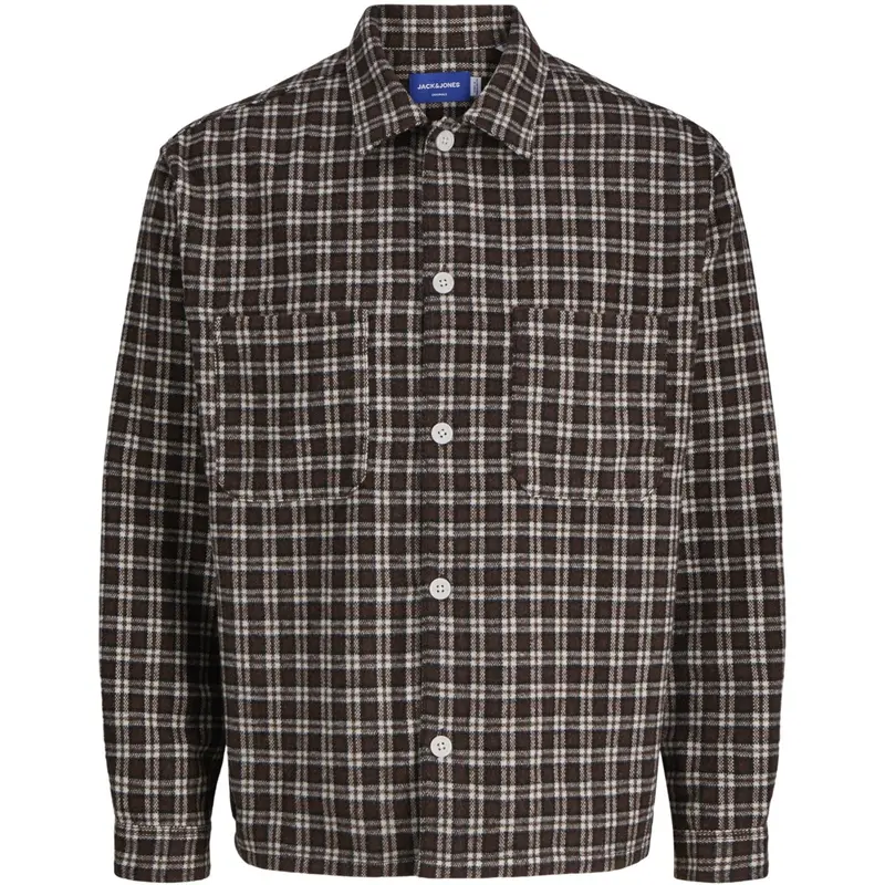 Jack & Jones Junior Deep Mahogany Jorinwood Brushed Overshirt Ls Jnr 1