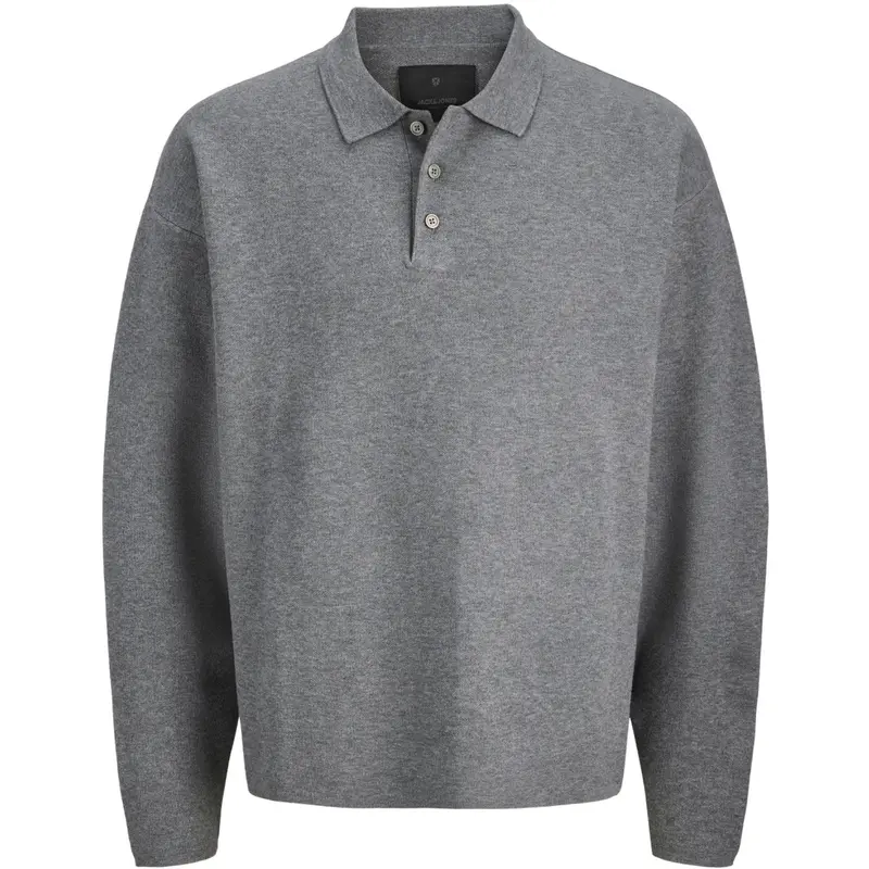 Jack & Jones Junior Medium Grey Melange Jprblabradfort Knit Polo Ln Jnr 1