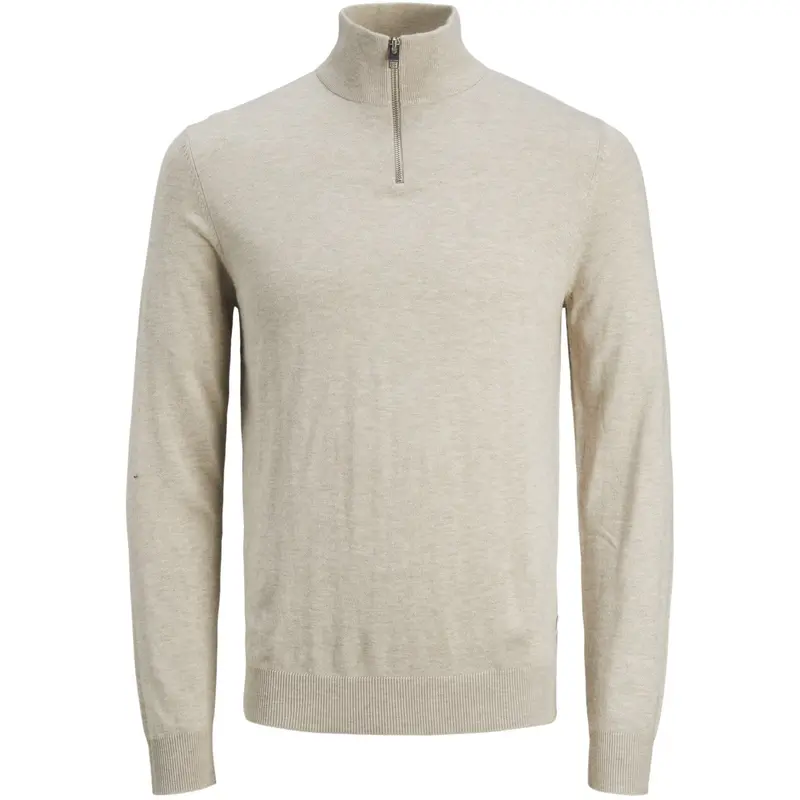Jack & Jones Junior Oatmeal Melange Jjeemil Knit Half Zip Noos Jnr 1
