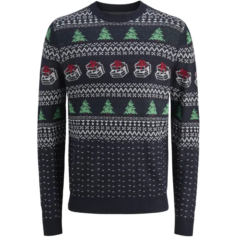 Jack & Jones Junior Sky Captain W. Holly Green Jjxmas Andrew Knit Crew Neck Jnr 1