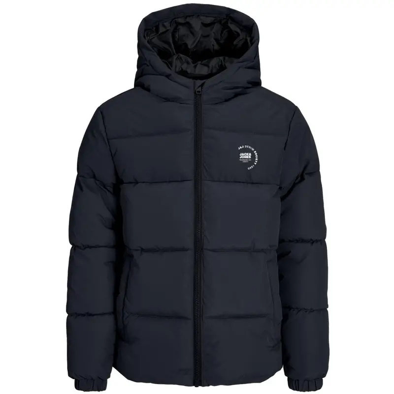 Jack & Jones Junior Sky Captain White Logo Jjmaze Logo Puffer Hood Jnr 1