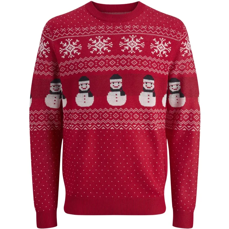 Jack & Jones Junior True Red Jjxmas Andrew Knit Crew Neck Jnr 1
