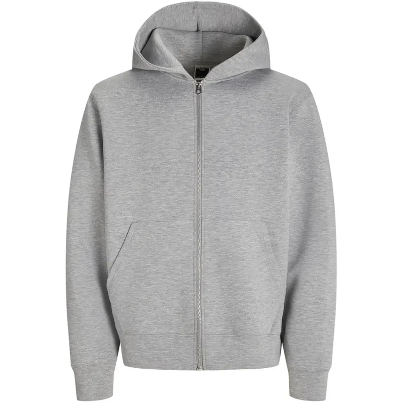 Jack & Jones Junior White Melange Jcocover Scuba Sweat Zip Hood Jnr 1