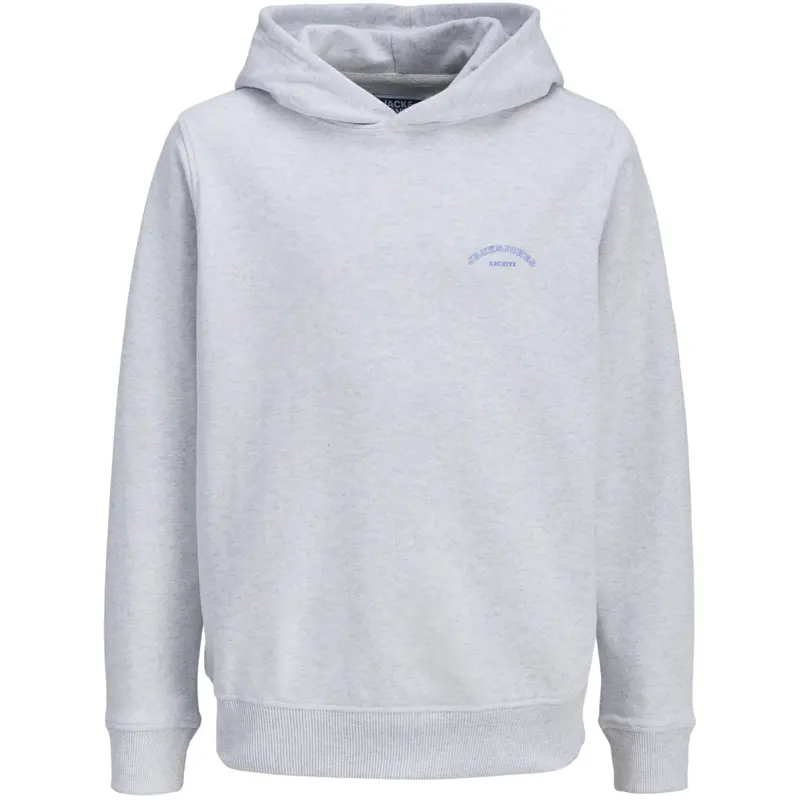 Jack & Jones Junior White Melange Jjcollege Logo Sweat Hood Jnr 1