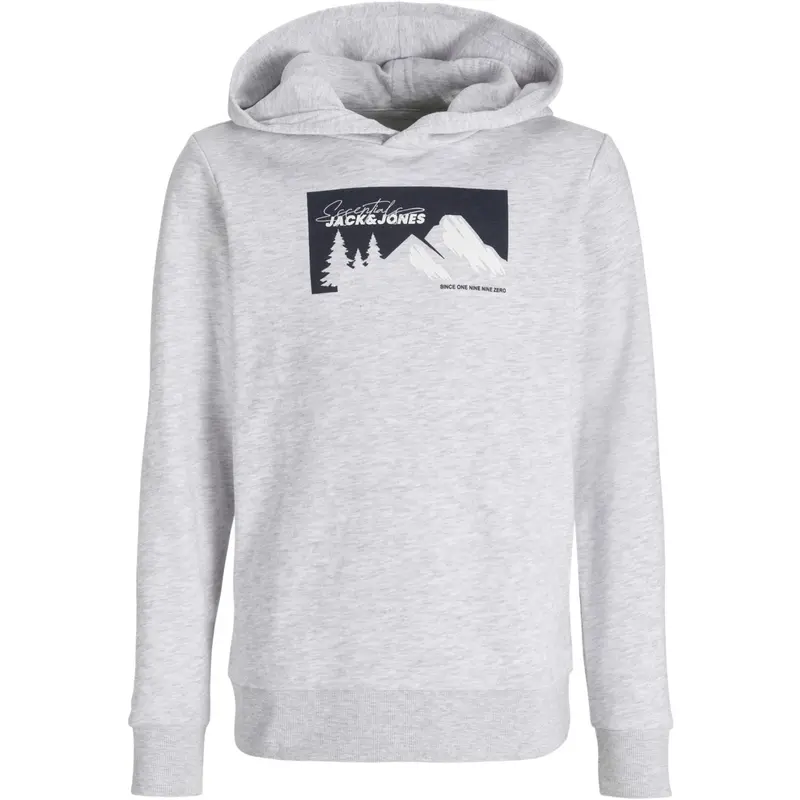Jack & Jones Junior White Melange Jjsun Sweat Hood Jnr 1