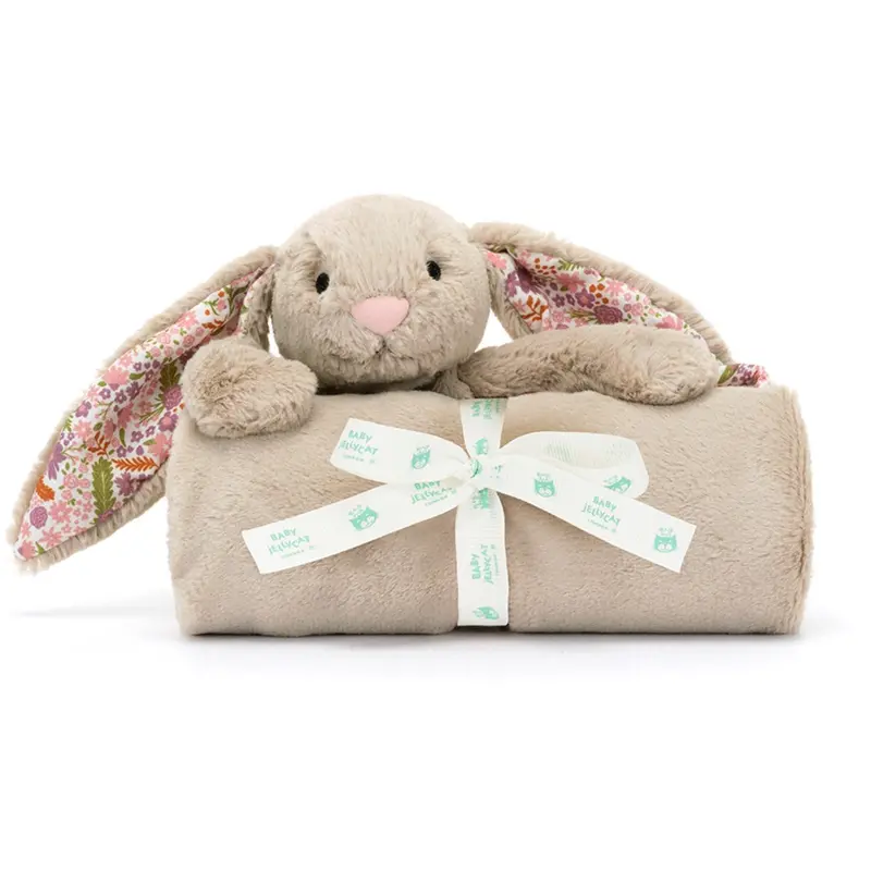 Jellycat Bashful Rabbit, Beige Meadow Blanket 1