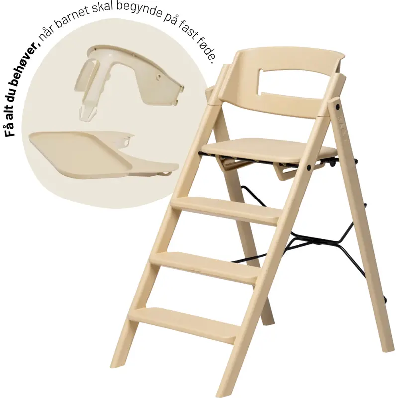 Kaos Desert Sand Klapp High Chair Recycled With Klapp® Safety Rail & Tray Bundle 1